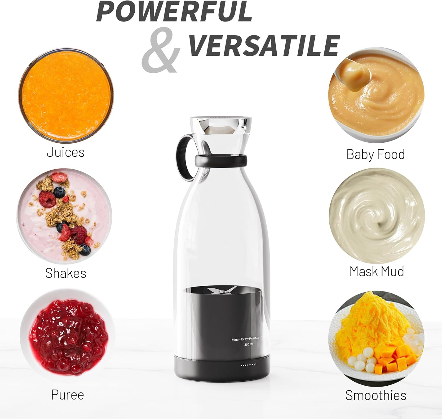 OTPEIR Portable USB Blender – 350ml Personal Smoothie Maker