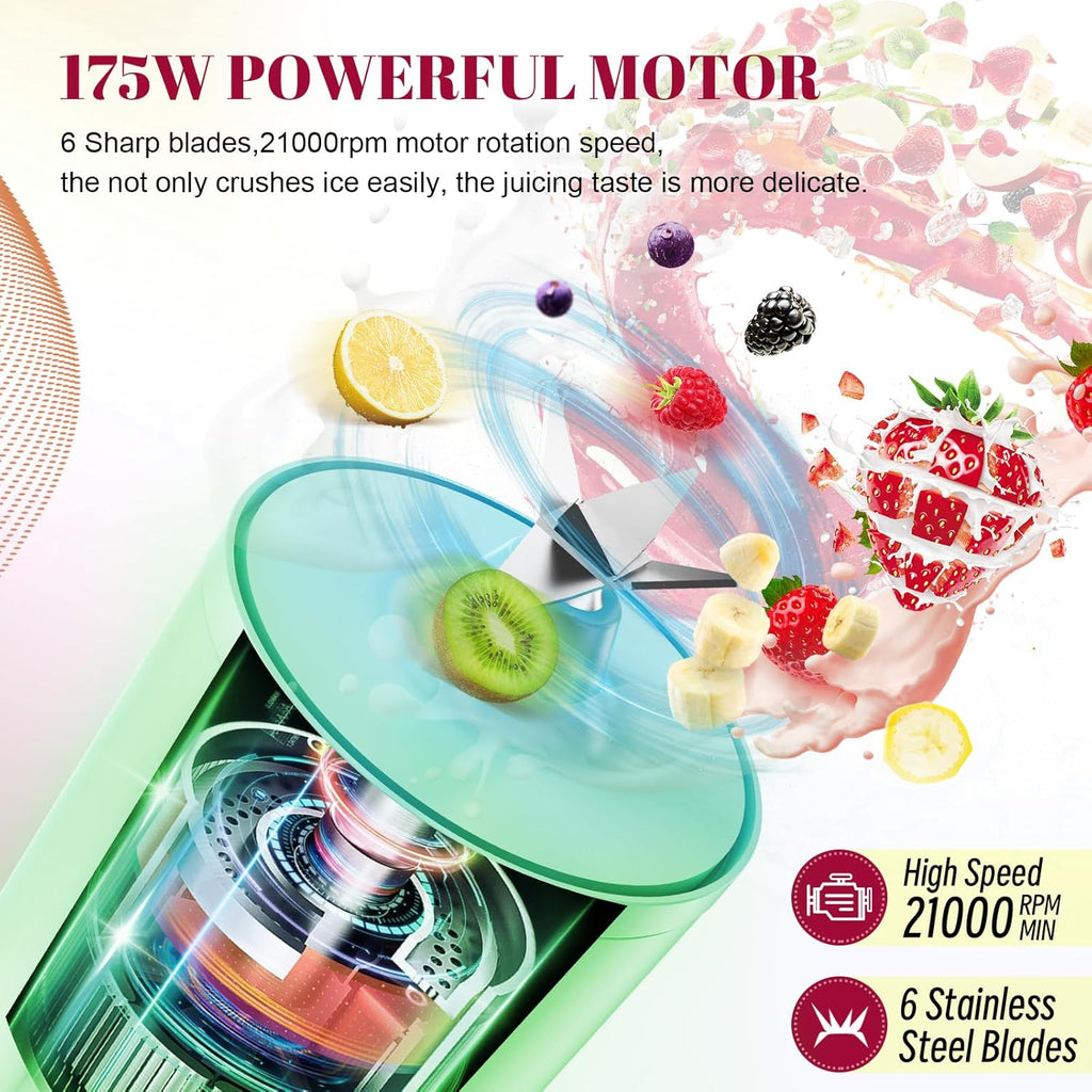 HOMEXUP Portable Personal Blender – 500ml Smoothie & Juice Maker