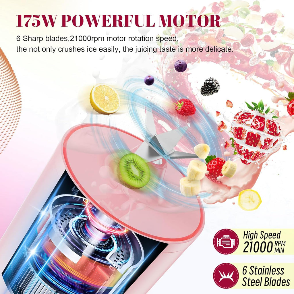 HOMEXUP Portable Personal Blender – 500ml Smoothie & Juice Maker