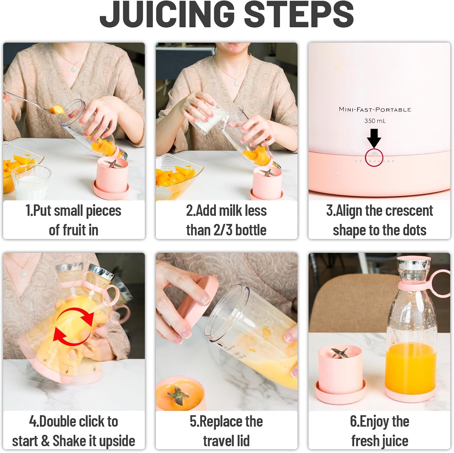 OTPEIR Portable USB Blender – 350ml Personal Smoothie Maker