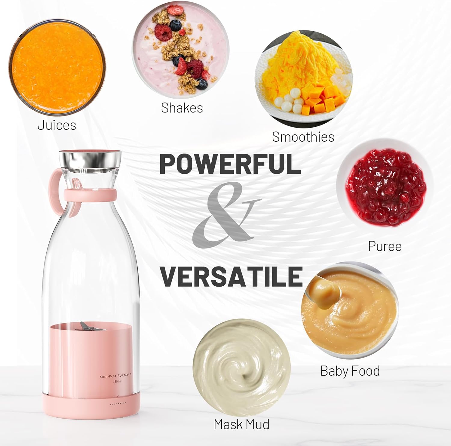 OTPEIR Portable USB Blender – 350ml Personal Smoothie Maker