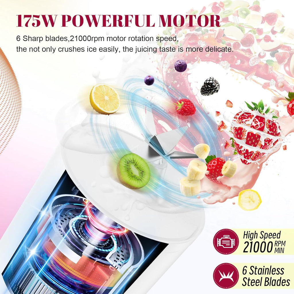 HOMEXUP Portable Personal Blender – 500ml Smoothie & Juice Maker