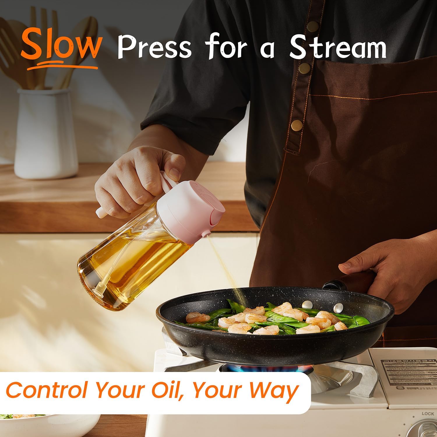 TrendPlain 2-in-1 Glass Olive Oil Sprayer & Dispenser – 470ml BPA