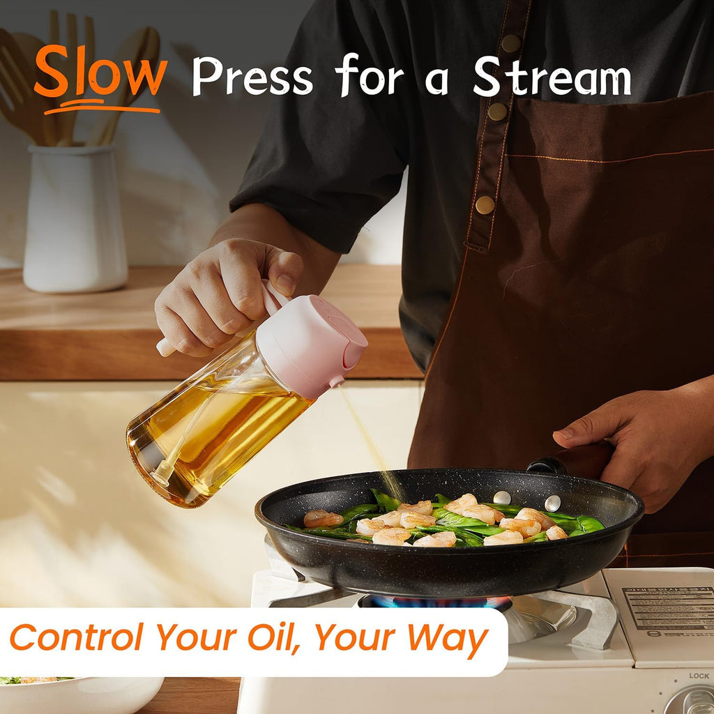 TrendPlain 2-in-1 Glass Olive Oil Sprayer & Dispenser – 470ml BPA