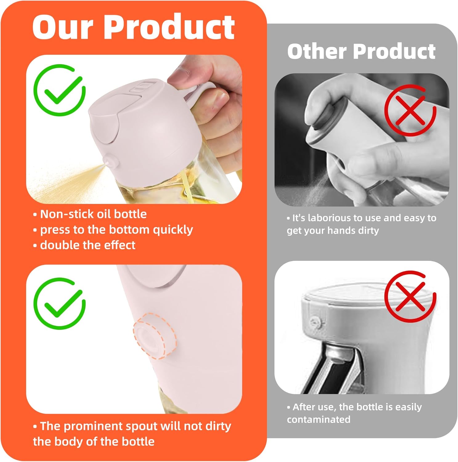 TrendPlain 2-in-1 Glass Olive Oil Sprayer & Dispenser – 470ml BPA