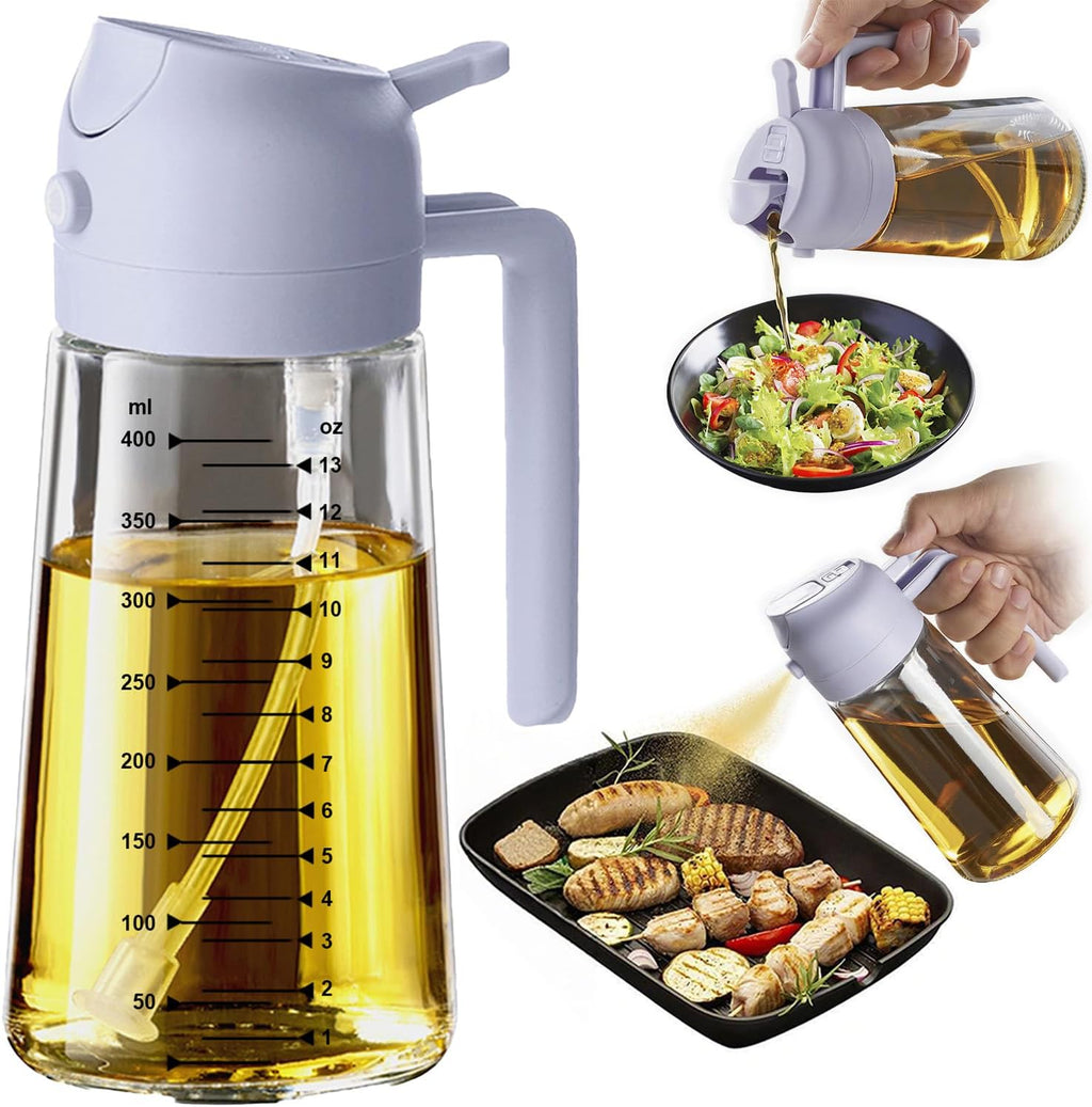 TrendPlain 2-in-1 Glass Olive Oil Sprayer & Dispenser – 470ml BPA
