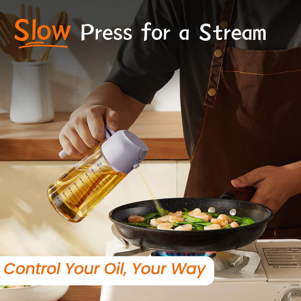TrendPlain 2-in-1 Glass Olive Oil Sprayer & Dispenser – 470ml BPA