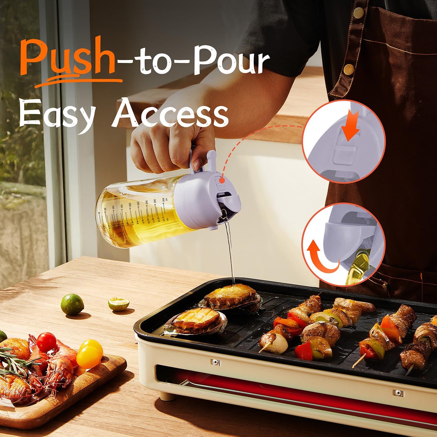 TrendPlain 2-in-1 Glass Olive Oil Sprayer & Dispenser – 470ml BPA