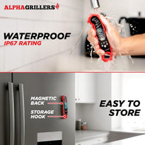 Alpha Grillers Instant Read Digital Meat Thermometer – Waterproof Fast Cooking Probe