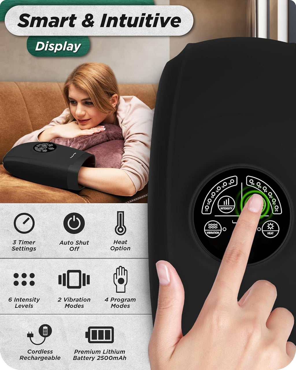 Lunix LX3 Heated Cordless Hand Massager – Air Compression Relief for Hands & Wrists