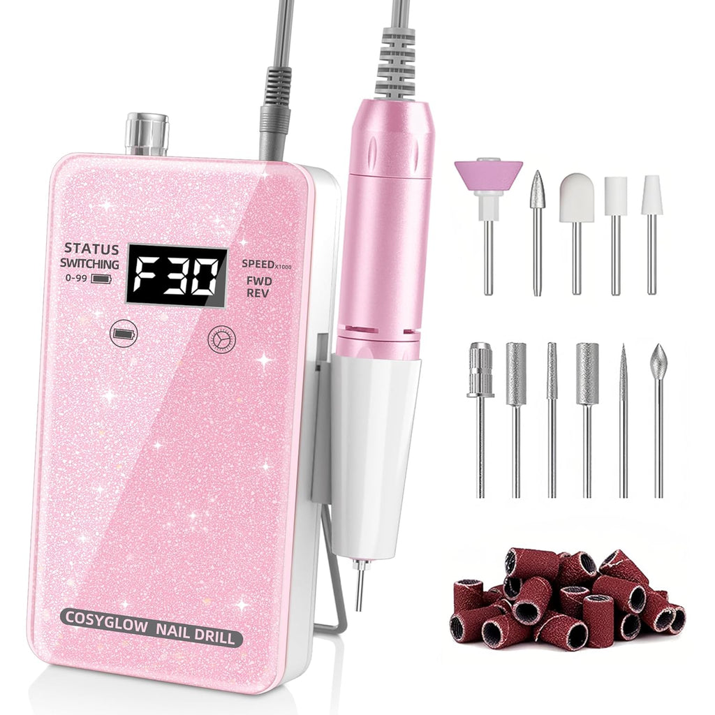30,000RPM Cordless Nail Drill Kit – Glitter Rechargeable E-File