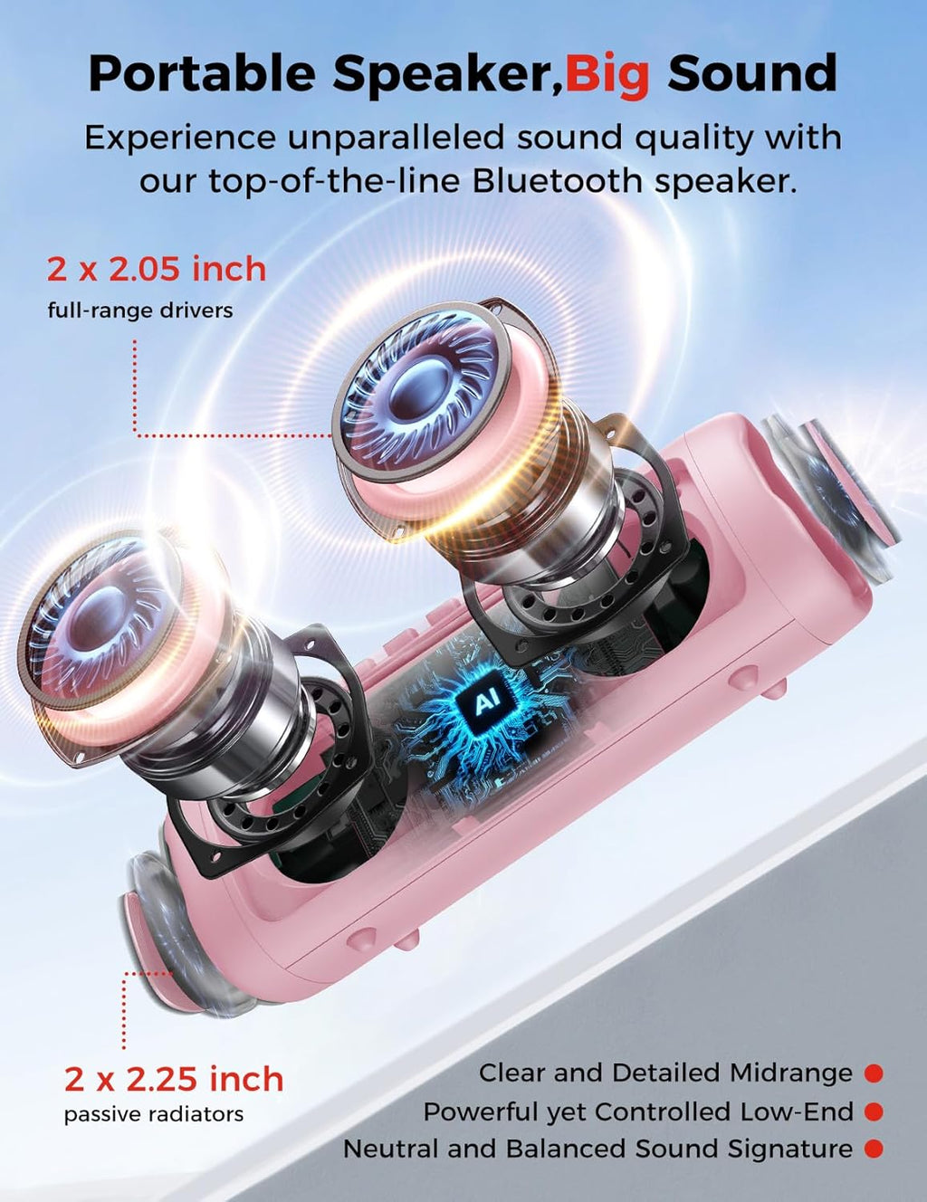 BolaButty Portable Bluetooth Speaker – HD Sound, 20H Playtime, IPX5 Waterproof, RGB Lights (BT 5.3)