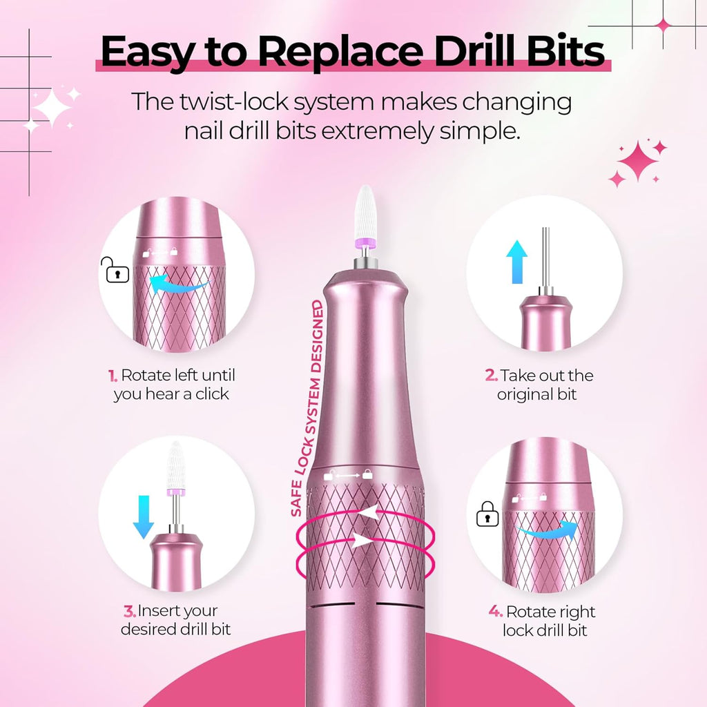 40,000RPM Electric Nail Drill – LCD Display Nail File Kit