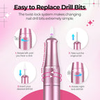 40,000RPM Electric Nail Drill – LCD Display Nail File Kit