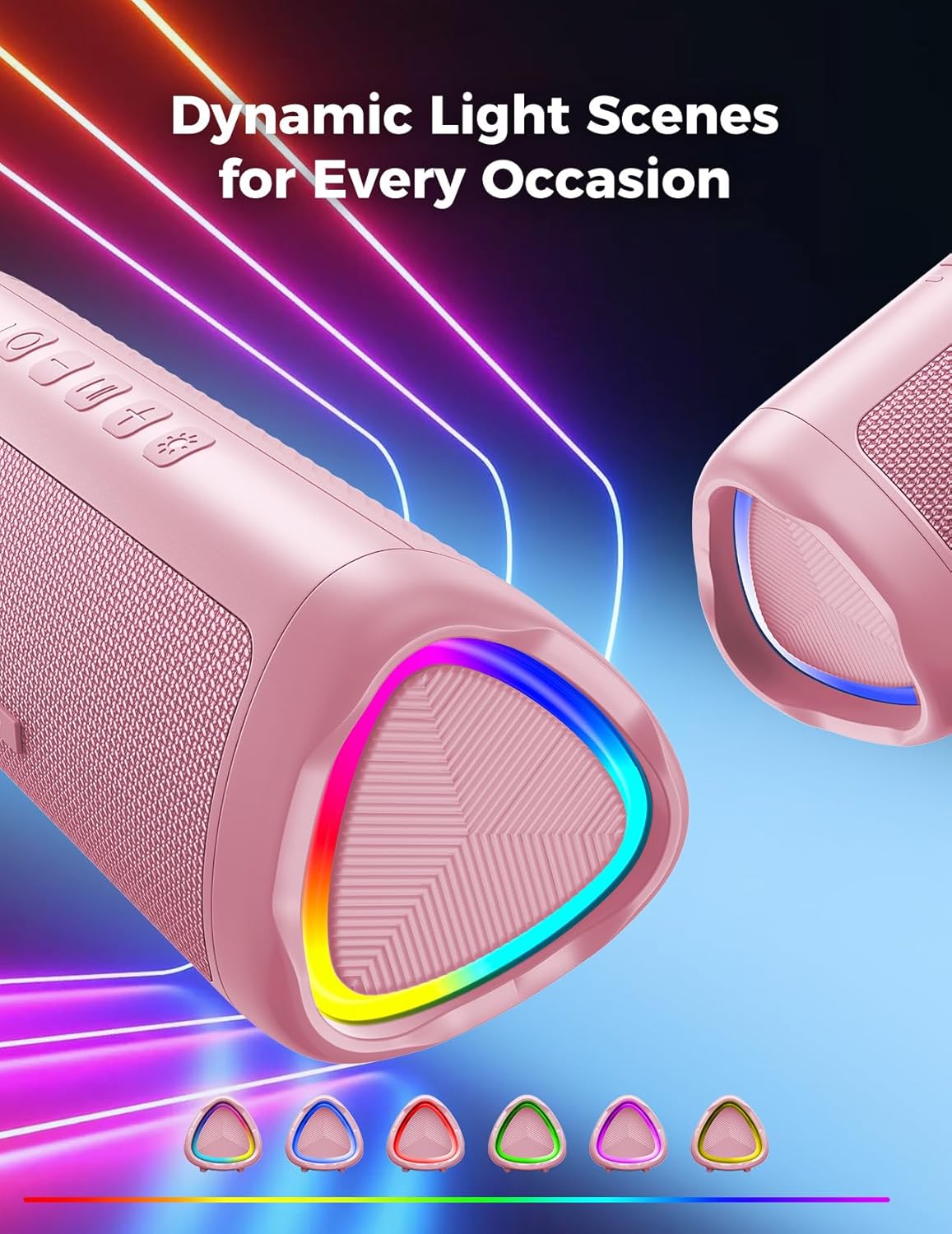 BolaButty Portable Bluetooth Speaker – HD Sound, 20H Playtime, IPX5 Waterproof, RGB Lights (BT 5.3)