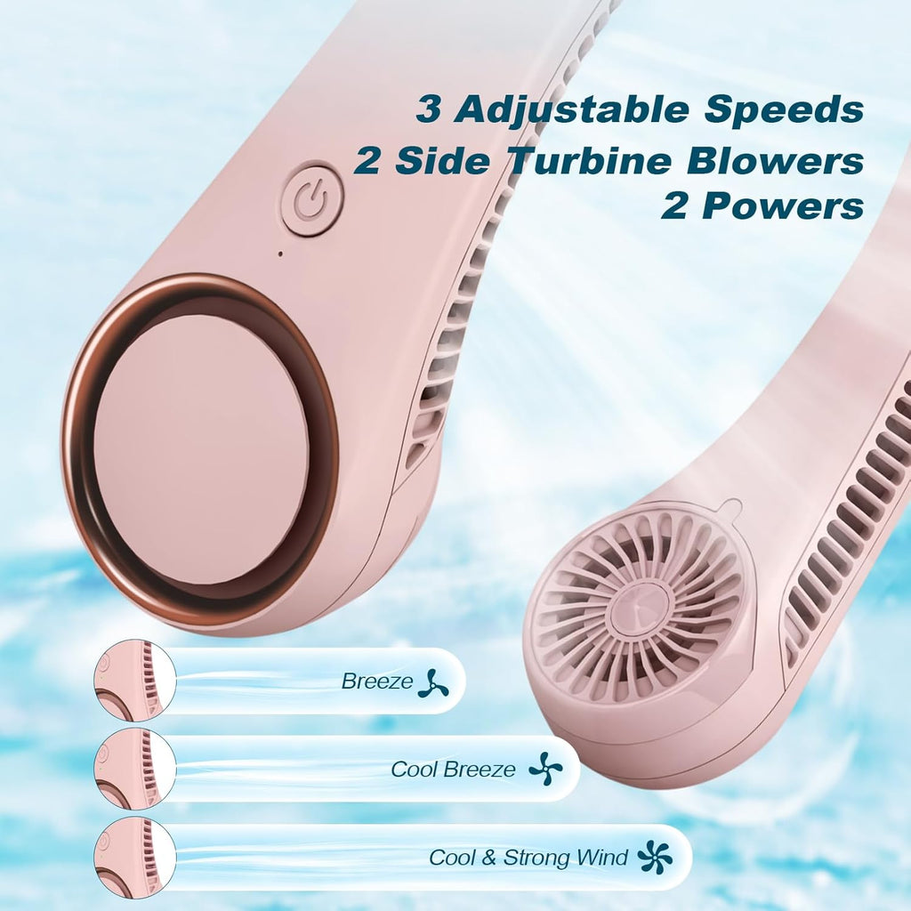 Portable Bladeless Neck Fan – Hands-Free Cooling, Rechargeable, 3 Speeds