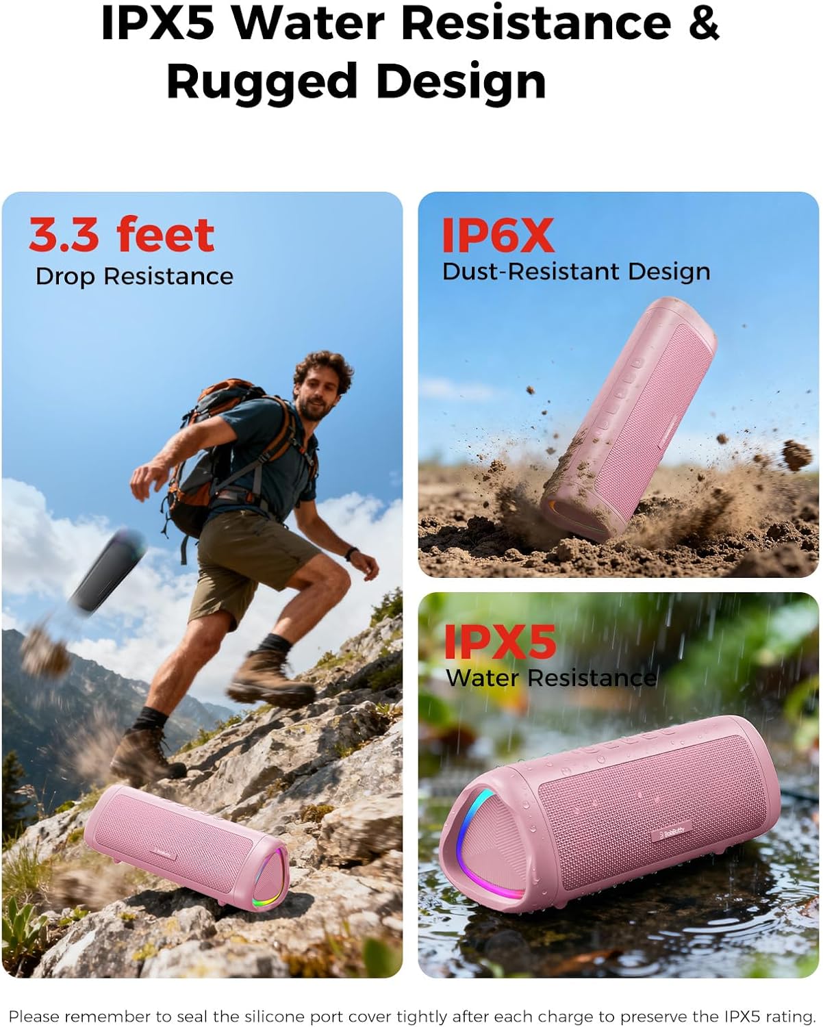 BolaButty Portable Bluetooth Speaker – HD Sound, 20H Playtime, IPX5 Waterproof, RGB Lights (BT 5.3)