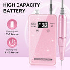 30,000RPM Cordless Nail Drill Kit – Glitter Rechargeable E-File