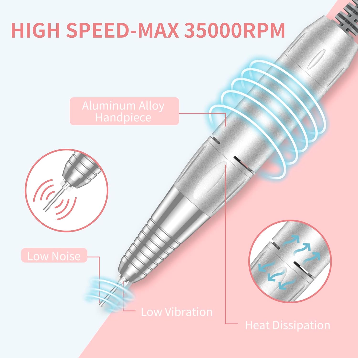 35,000RPM Cordless Nail Drill Kit – Rechargeable & Portable