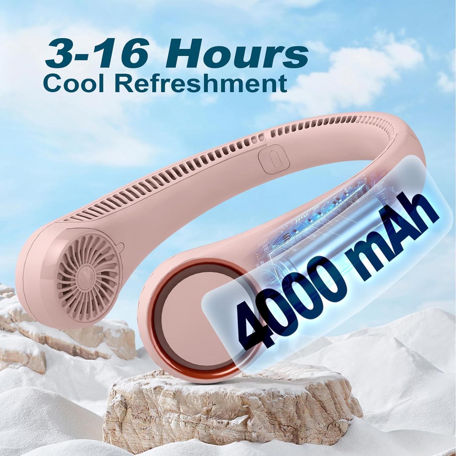 Portable Bladeless Neck Fan – Hands-Free Cooling, Rechargeable, 3 Speeds