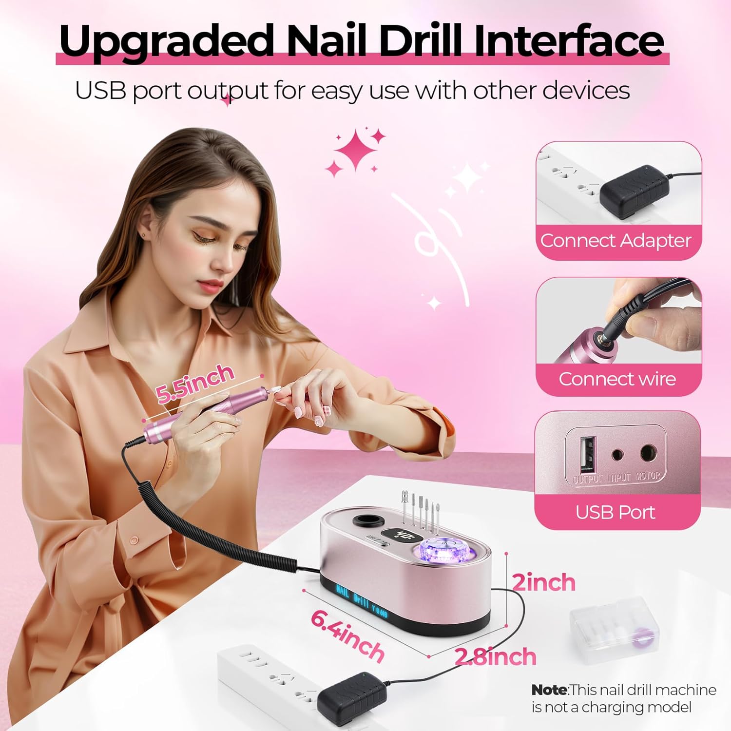 40,000RPM Electric Nail Drill – LCD Display Nail File Kit