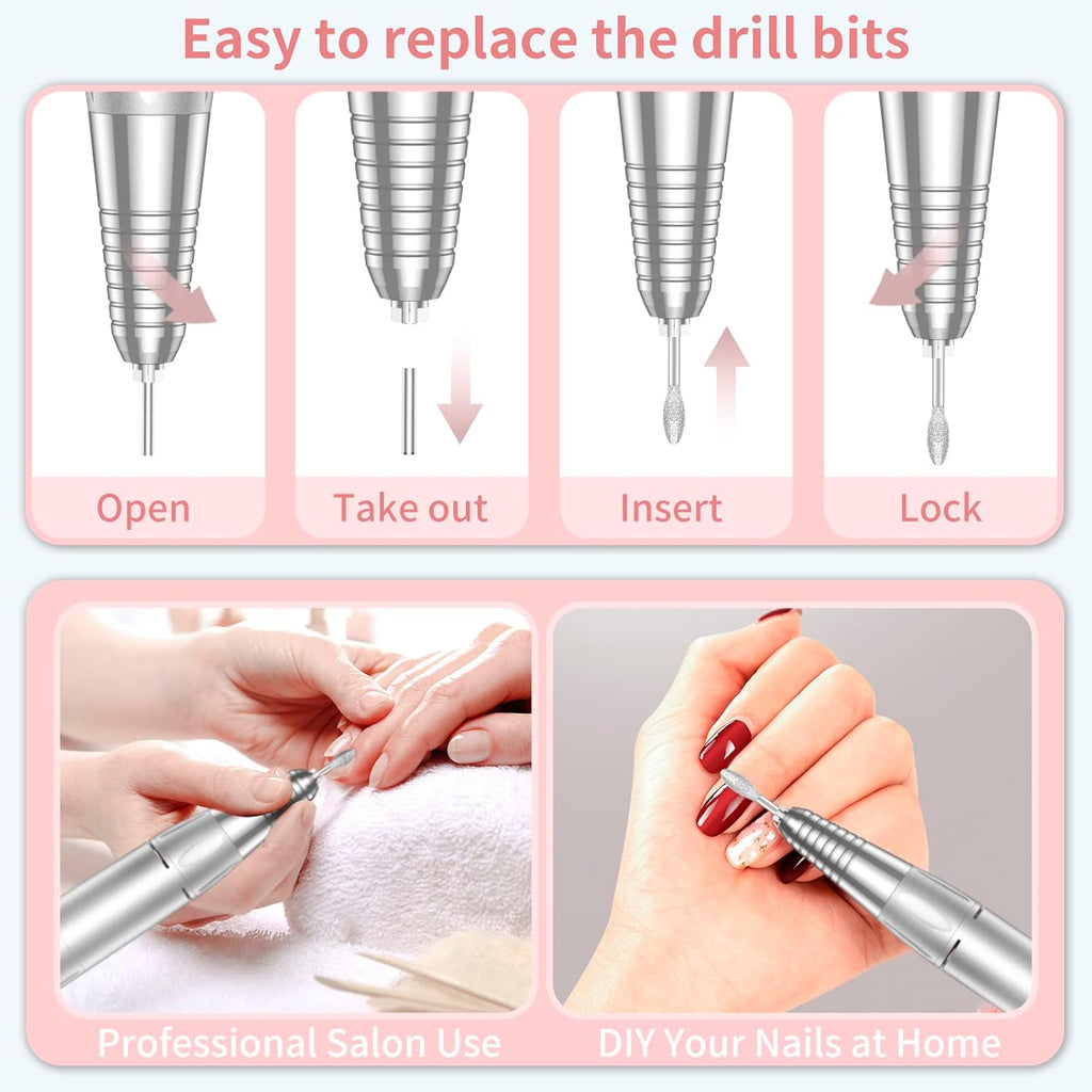35,000RPM Cordless Nail Drill Kit – Rechargeable & Portable