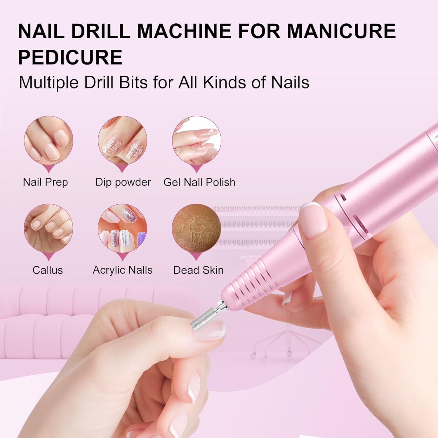 30,000RPM Cordless Nail Drill Kit – Glitter Rechargeable E-File
