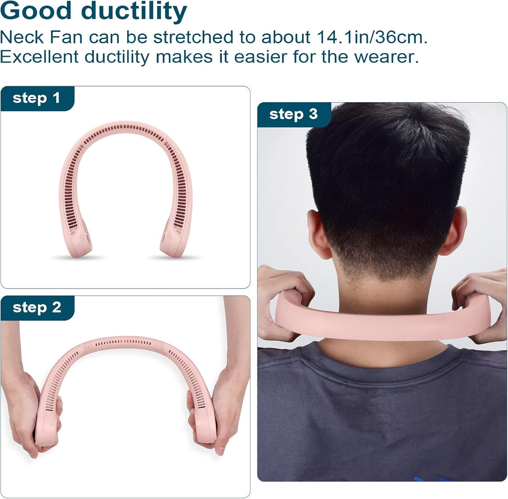 Portable Bladeless Neck Fan – Hands-Free Cooling, Rechargeable, 3 Speeds