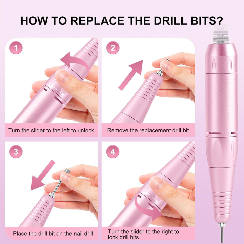 30,000RPM Cordless Nail Drill Kit – Glitter Rechargeable E-File