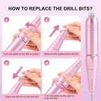 30,000RPM Cordless Nail Drill Kit – Glitter Rechargeable E-File