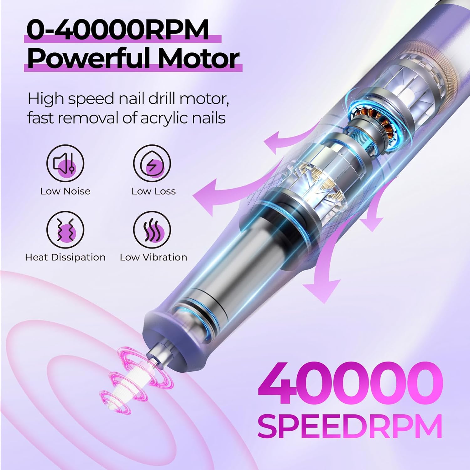 40,000RPM Electric Nail Drill – LCD Display Nail File Kit