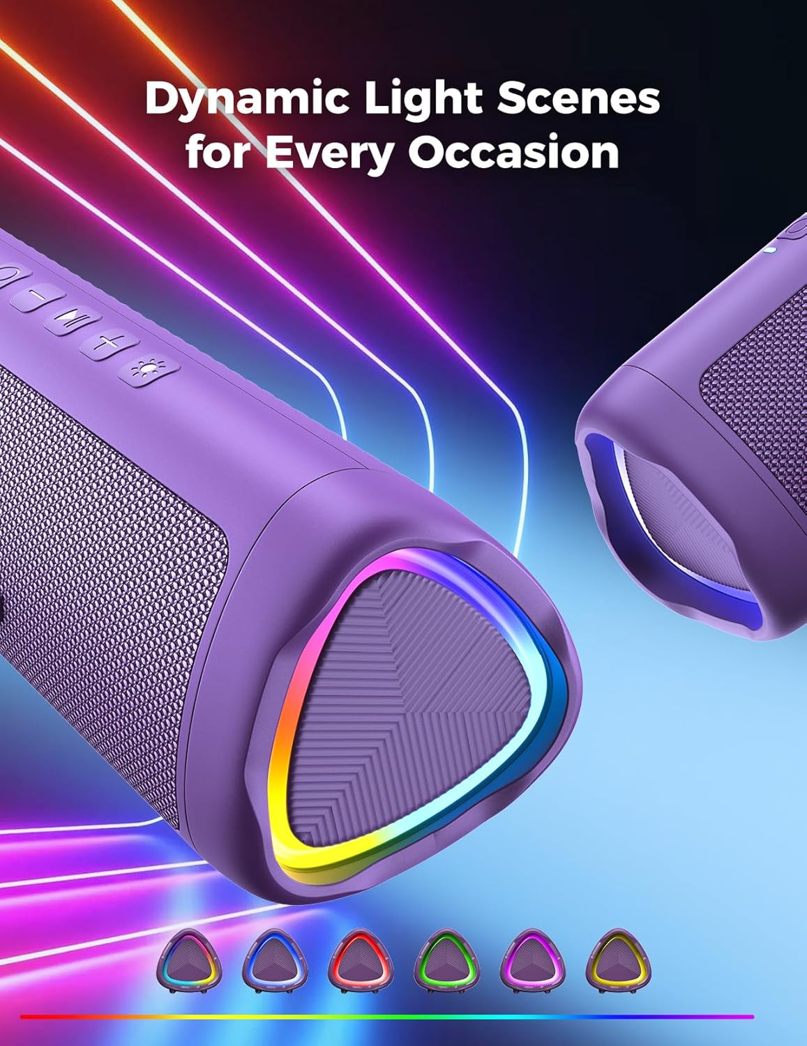 BolaButty Portable Bluetooth Speaker – HD Sound, 20H Playtime, IPX5 Waterproof, RGB Lights (BT 5.3)