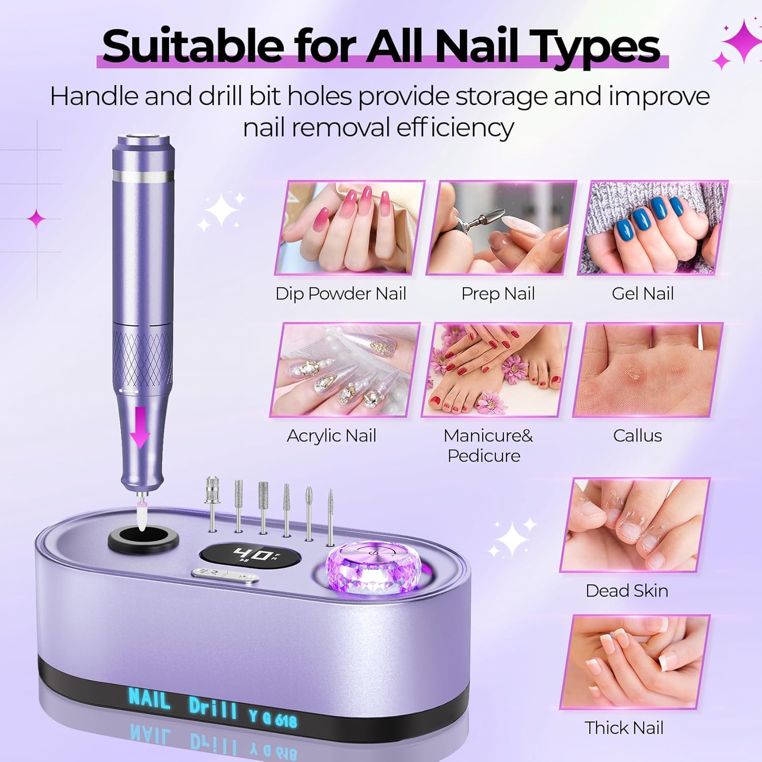 40,000RPM Electric Nail Drill – LCD Display Nail File Kit