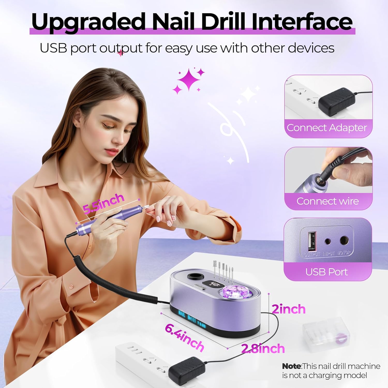 40,000RPM Electric Nail Drill – LCD Display Nail File Kit