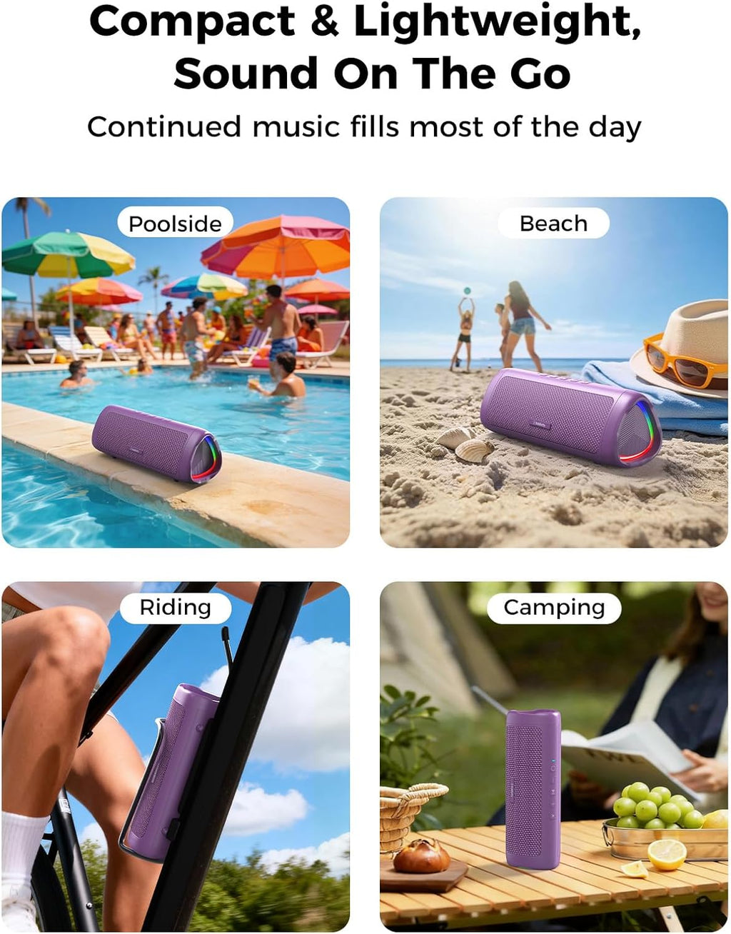 BolaButty Portable Bluetooth Speaker – HD Sound, 20H Playtime, IPX5 Waterproof, RGB Lights (BT 5.3)