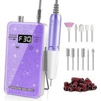 30,000RPM Cordless Nail Drill Kit – Glitter Rechargeable E-File
