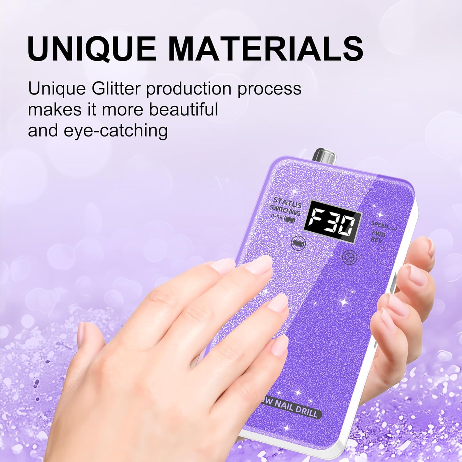 30,000RPM Cordless Nail Drill Kit – Glitter Rechargeable E-File