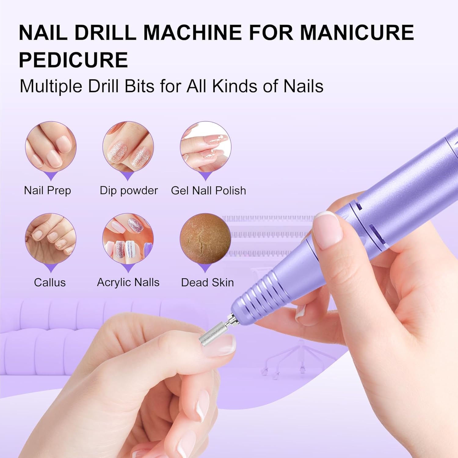 30,000RPM Cordless Nail Drill Kit – Glitter Rechargeable E-File