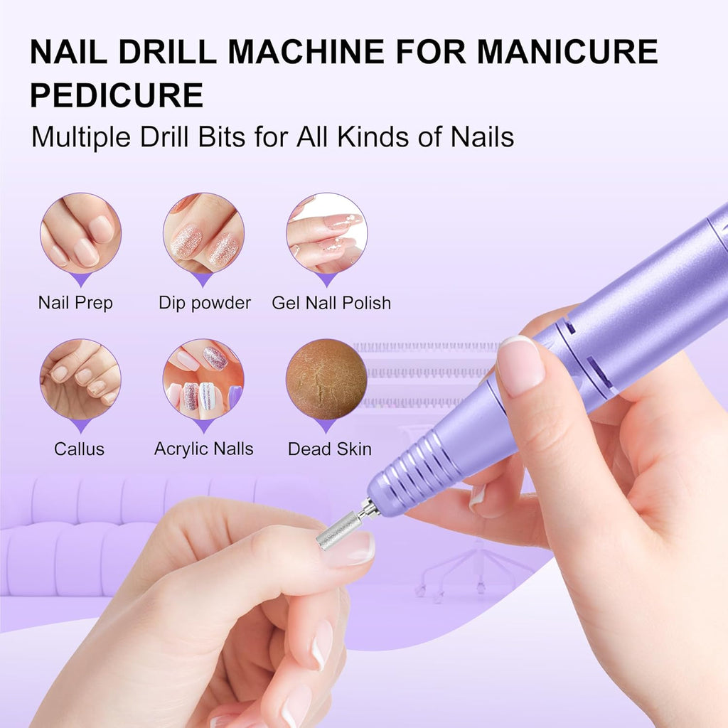 30,000RPM Cordless Nail Drill Kit – Glitter Rechargeable E-File
