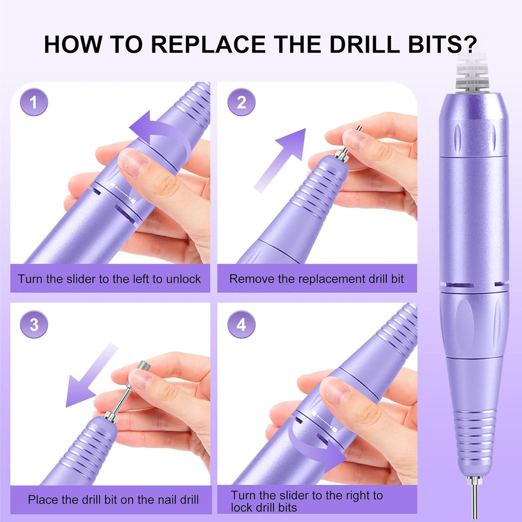 30,000RPM Cordless Nail Drill Kit – Glitter Rechargeable E-File