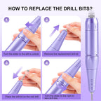 30,000RPM Cordless Nail Drill Kit – Glitter Rechargeable E-File