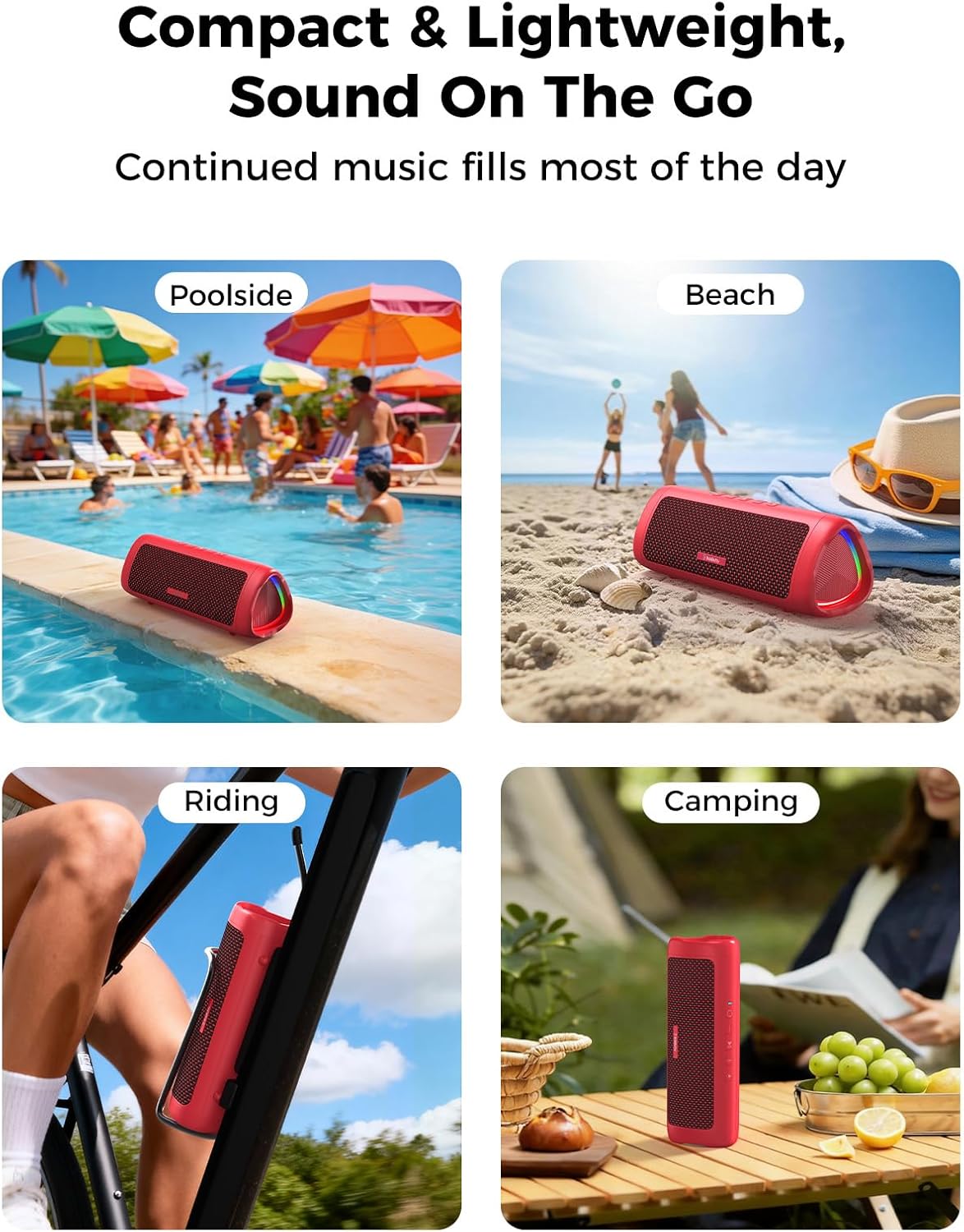 BolaButty Portable Bluetooth Speaker – HD Sound, 20H Playtime, IPX5 Waterproof, RGB Lights (BT 5.3)