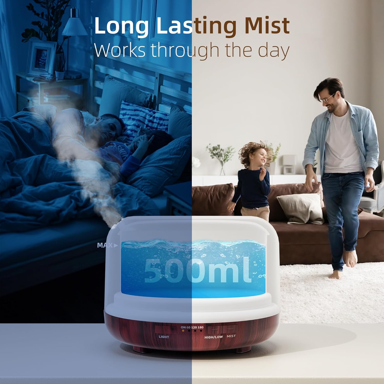 ASAKUKI 500ML Essential Oil Diffuser with Remote & LED Lights