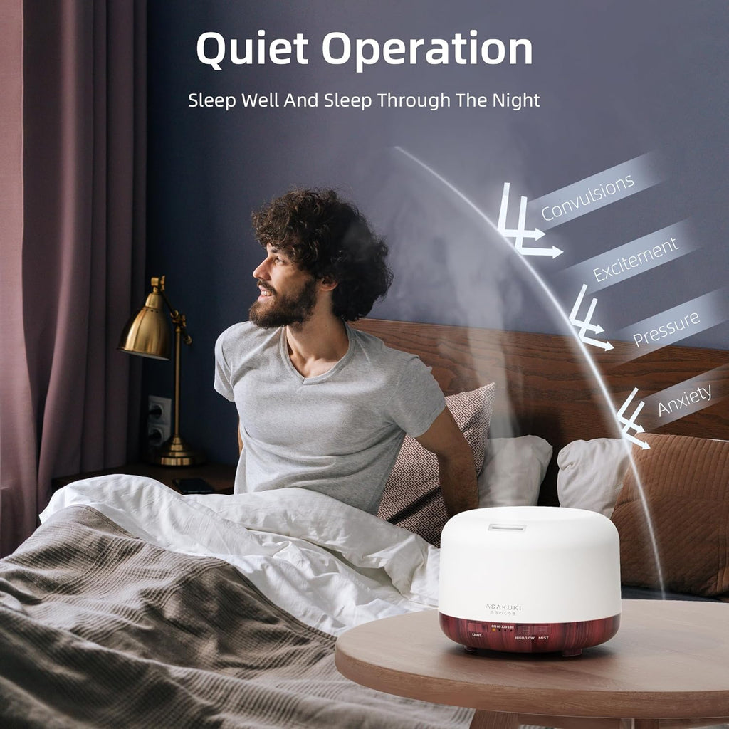 ASAKUKI 500ML Essential Oil Diffuser with Remote & LED Lights
