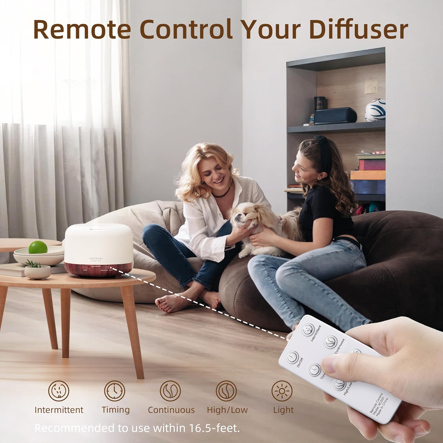 ASAKUKI 500ML Essential Oil Diffuser with Remote & LED Lights