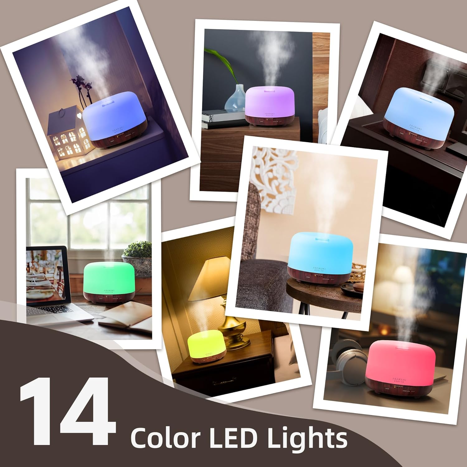 ASAKUKI 500ML Essential Oil Diffuser with Remote & LED Lights