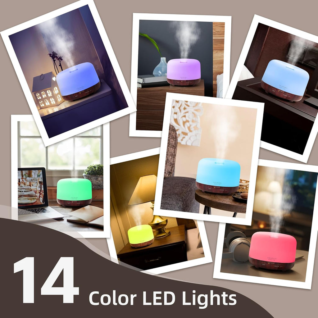 ASAKUKI 500ML Essential Oil Diffuser with Remote & LED Lights