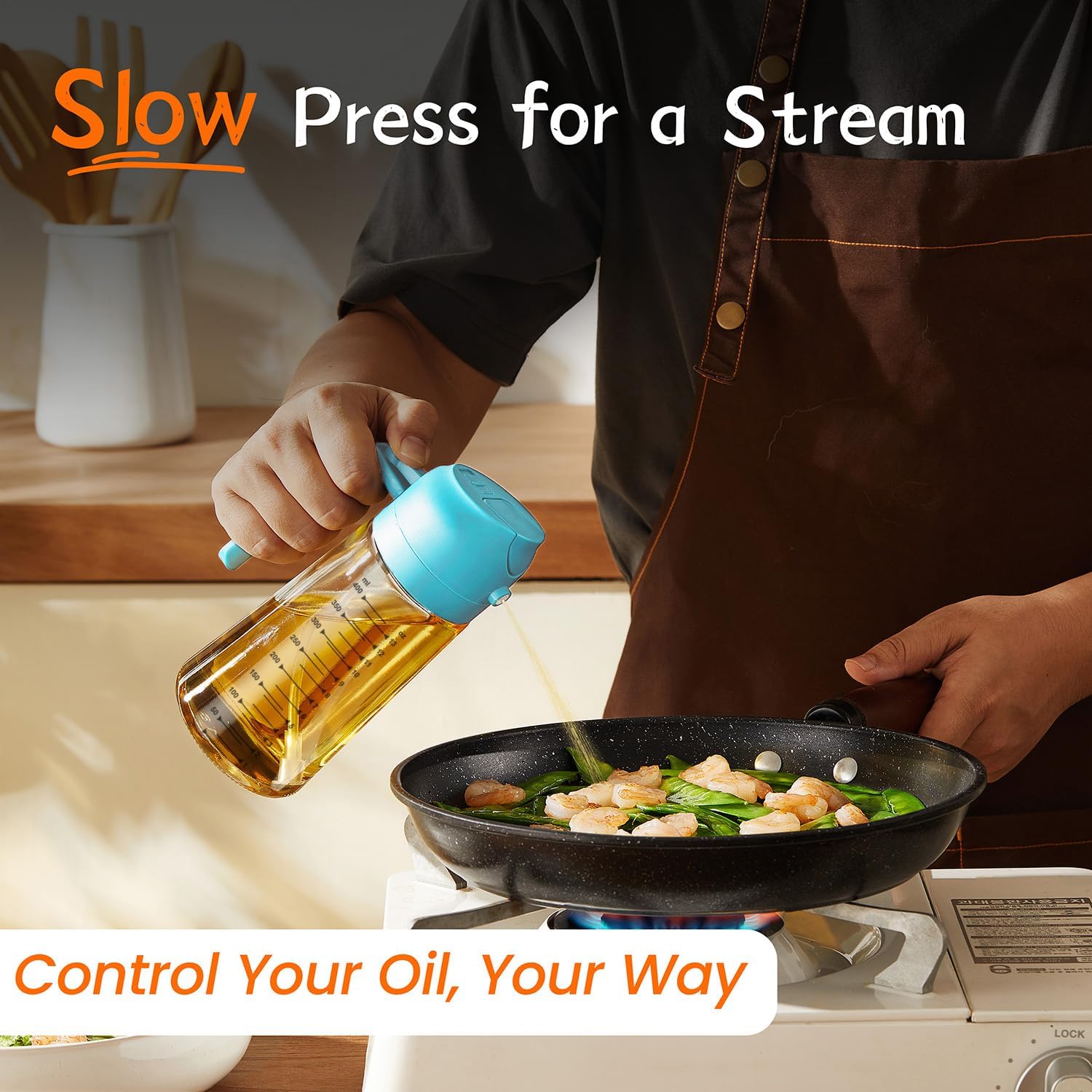 TrendPlain 2-in-1 Glass Olive Oil Sprayer & Dispenser – 470ml BPA