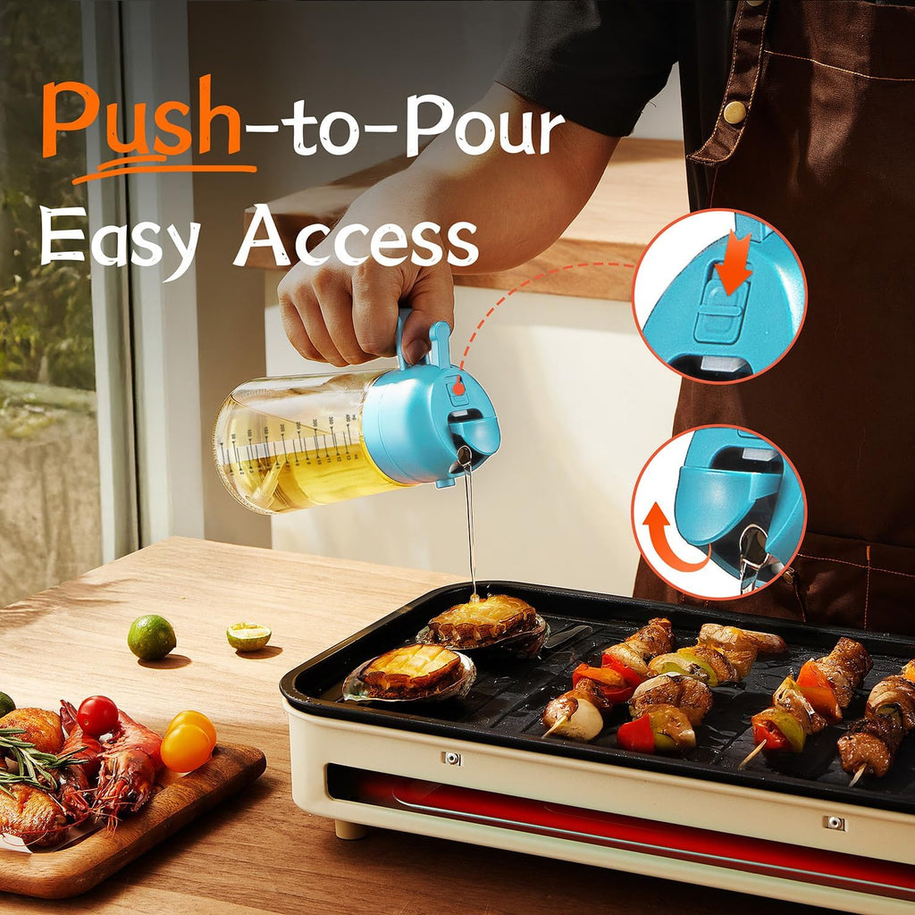 TrendPlain 2-in-1 Glass Olive Oil Sprayer & Dispenser – 470ml BPA