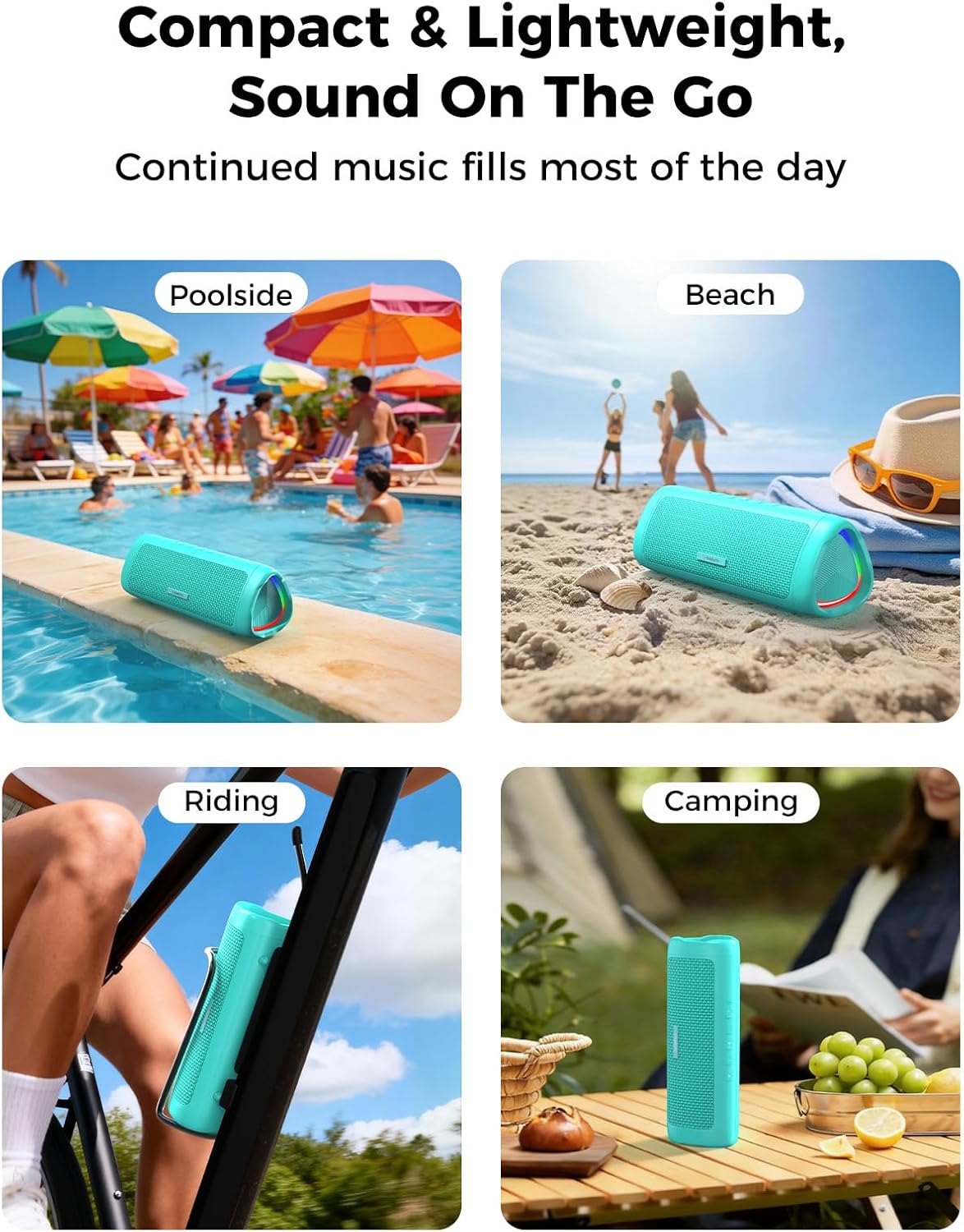 BolaButty Portable Bluetooth Speaker – HD Sound, 20H Playtime, IPX5 Waterproof, RGB Lights (BT 5.3)